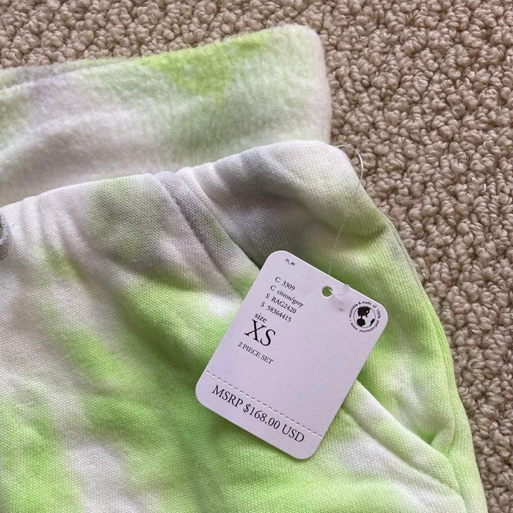 NEW Free People Kelly Tie Dye Sweat Shorts Citron Green Grey Size XS Lounge NWT - Picture 3 of 10